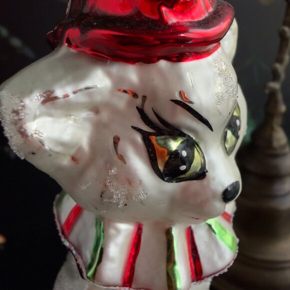 Christopher Radko 'KITTY CLOWN' Glass Ornament 4" Vintage 1997 Red & White - Picture 3 of 6
